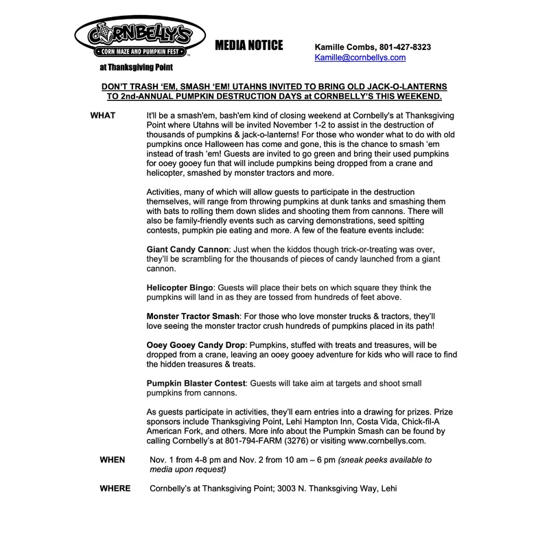 Media Notice For Pumpkin Smash