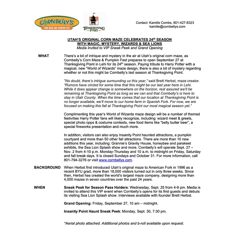 Opening Corn Maze Notice