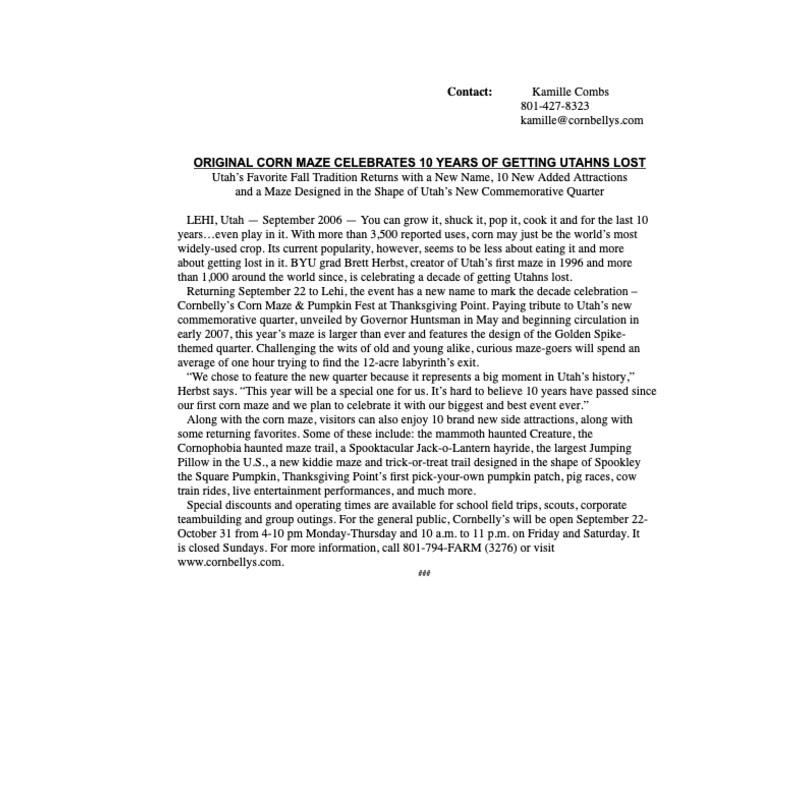 Opening Maze Press Release