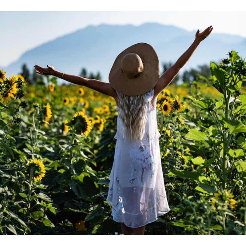 Sunflower Field_Woman_Dancing Arms Up Hat.jpg