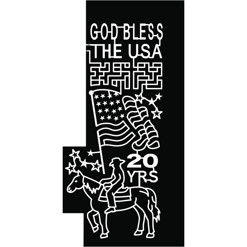 22_IN_Loogootee God Bless The USA 20 Years Flag Cowboy Horse Stars