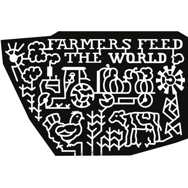 22_VA_Buffalo Junction farm, animals, tractor, wagon, pumpkin, cow chicken, corn, windmill, sun, clouds