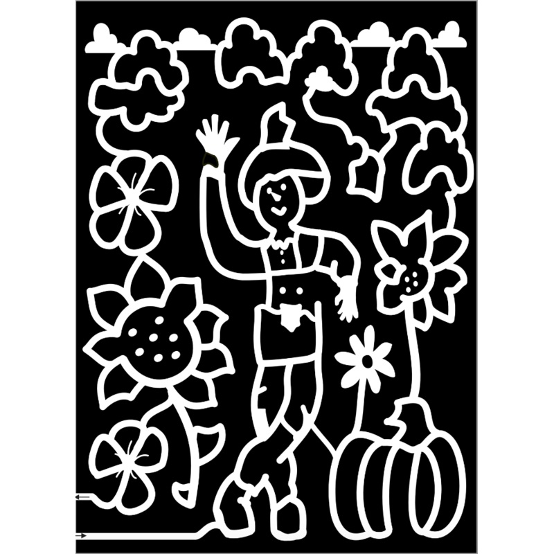 23_AR_Black Rock2 Flower, Clouds, Pumpkin, Scarecrow