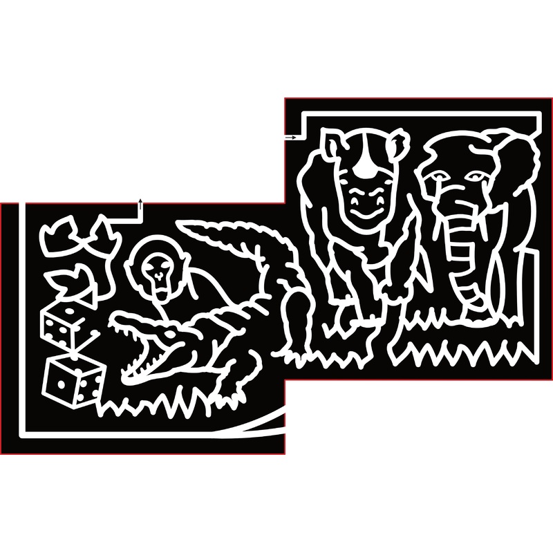 23_CO_CanonCity Dice, Leaf, Monkey, Rhino, Elephant, Crocodile, Grass