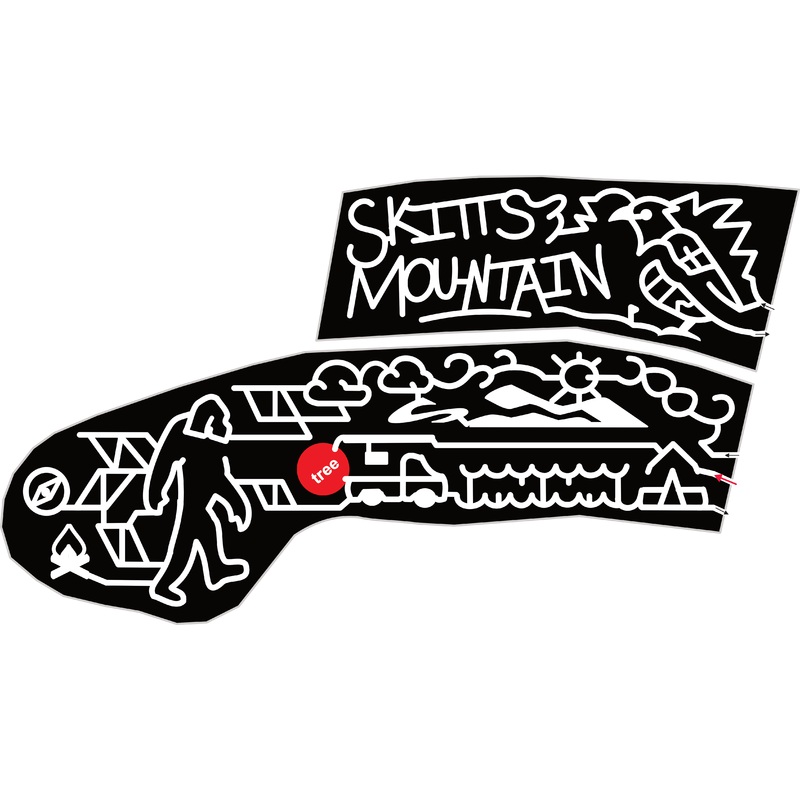 23_GA_Cleveland Skitts Mountain, Bird, Fire, Compass, Camper Truck, Sun, Cloud, Logo, Mountain, Bigfoot, Water, Tent