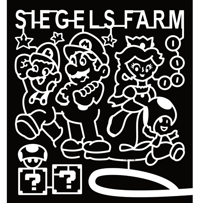 23_IL_CrestHill Siegels Farm, Mario, luigi, Princess Peach, Toad, Mushroom, Super Star, Coin Question Block,