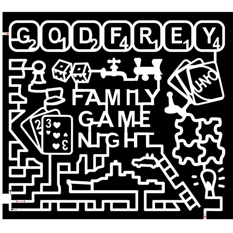 23_IL_Godfrey Family Game Night, Cards, Uno, Dice, Puzzle, Ship, Ladder, Train, Lightbulb, Car, Game Pieces,