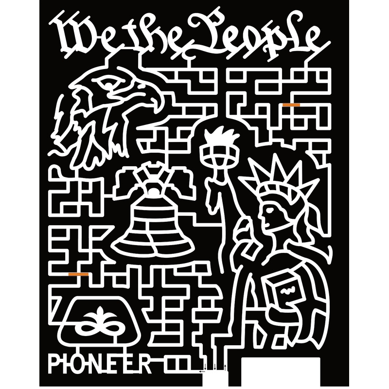 23_MN_EastGrandForks We The People, Eagle, Liberty Bell, Statue of Liberty, Pioneer, Logo
