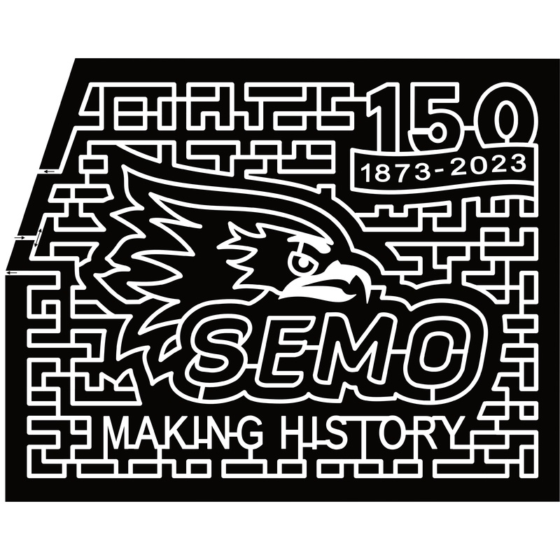 23_MO_Sikeston 150, 1873-2023, Semo, Making History, Redhawks, Bird, Logo