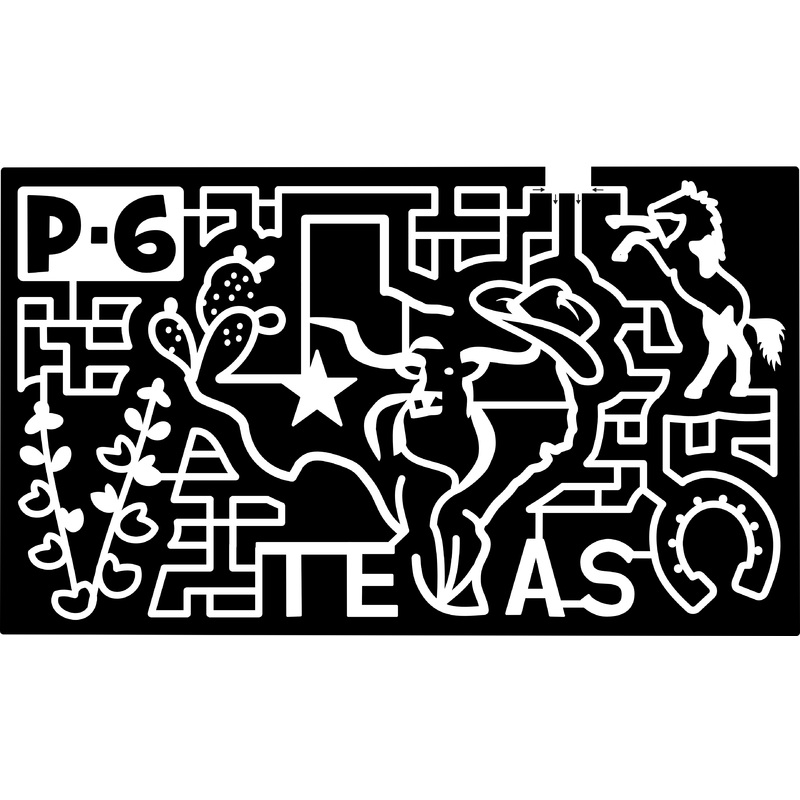23_TX_Montgomery P-6, Texas, Cowboy Hat, Horse, Star, Cactus, Horseshoe, Flower, Bull