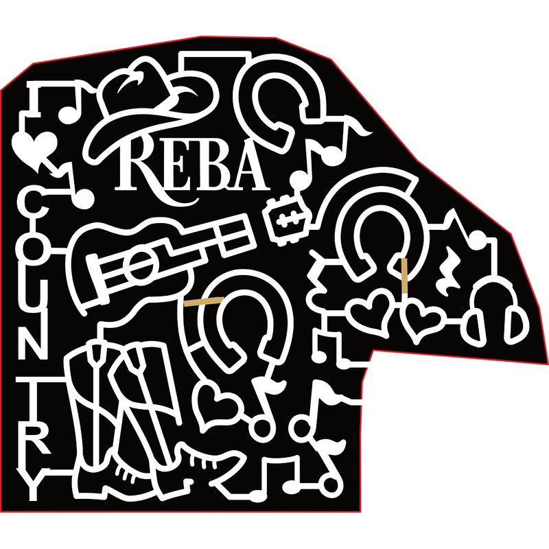 23_VA_Harrisonburg Reba, Cowboy Hat, Horseshoe, Music Note, Headphones, Cowboy Boots, Guitar, Heart, Country