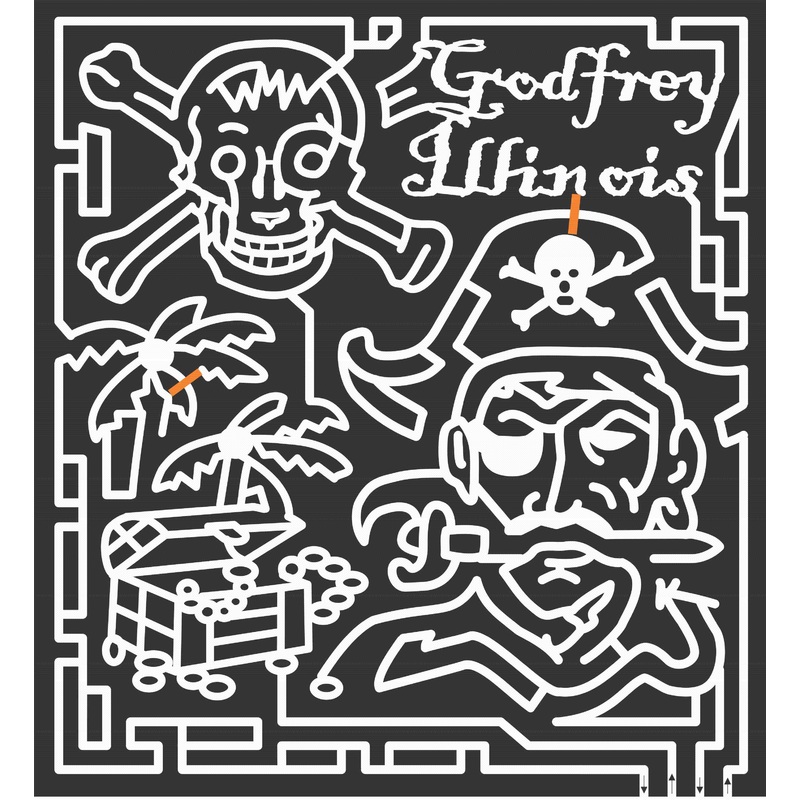 06_IL_Godfrey Illinois, Skull, crossbones, Pirate, Treasure, Chest, Tree, palm