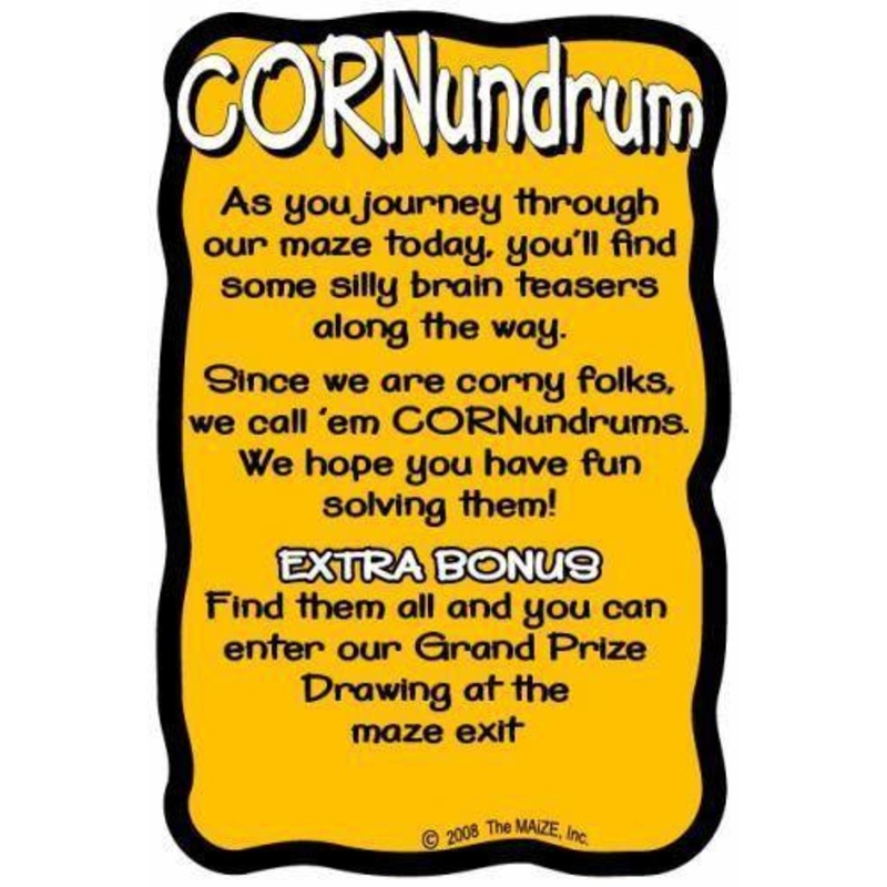 Cornundrum Instruction Sign