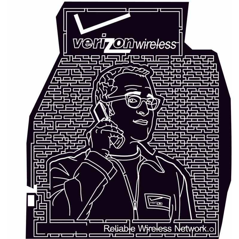 09_NE_Denton Nebraska, Man, logo, verizon wireless, cell, phone, paths, Person, People, sponsor, 2009, face