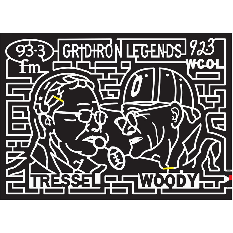 Ohio State Tressel, Woody, Glasses, Hat, Football, whistle, ear, Gridiron, Legends, Face, 2010, People, Person, logo, Radio, radio logo, sponsor, Sports, face, wcol