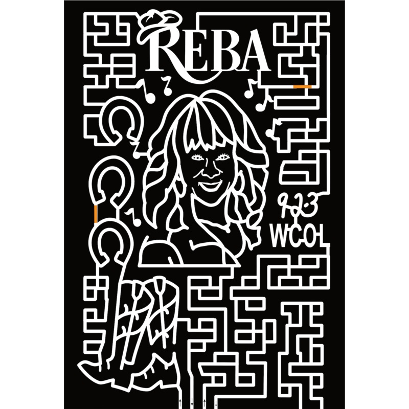 23_OH_MilfordCenter Reba, Cowboy Hat, Horse Shoe, Face, 92.3 WCOL, Cowboy Boots, Music Notes