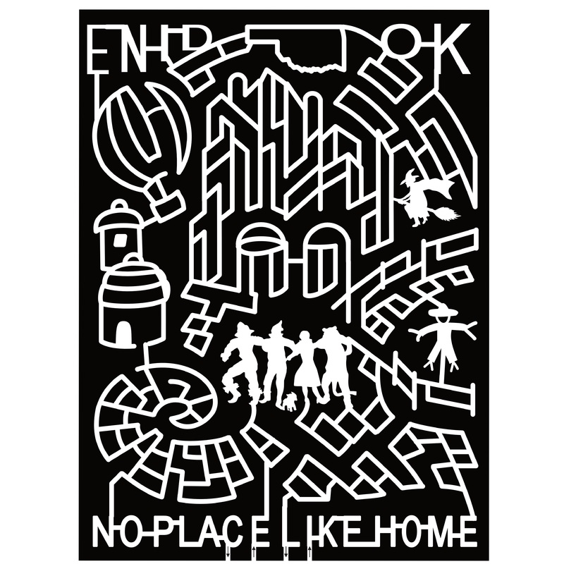 23_OK_Enid No Place Like Home, Enid OK, Oklahoma State, Hot Air Ballon, Buildings, Emerald City, Yellow Brick Road, Wicked Witch, Scare Crow, Dorthy, Wizard of Oz, Cowardly Lion, Tin Man, Toto