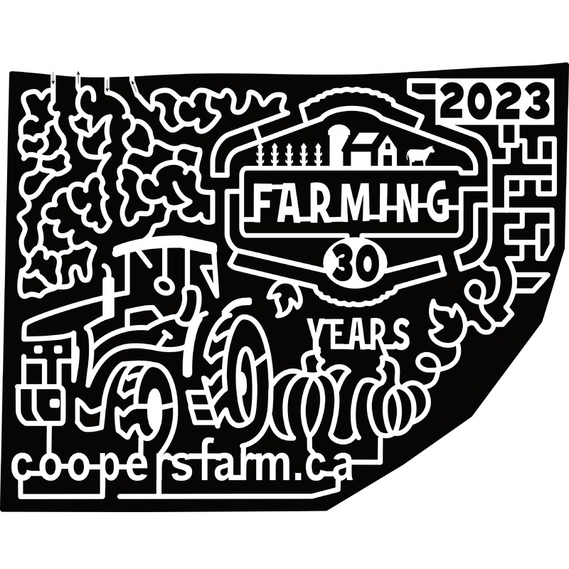 23_ONT_Zephyr Clouds, Farming 30 Years, 2023, logo, Farm, Tractor, Pumpkin, Leaf, Coopersfarm.ca,