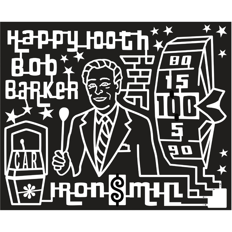 23_PA_New Wilmington Bob Barker, Happy 100th, Iron Mill, Wheel of Fortune, Microphone, Face, $, Star