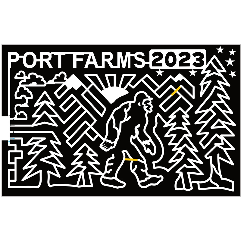 23_PA_Waterford Port Farms, 2023, Bigfoot, Sasquatch, Tree, Mountain, Sun, Cloud, Star