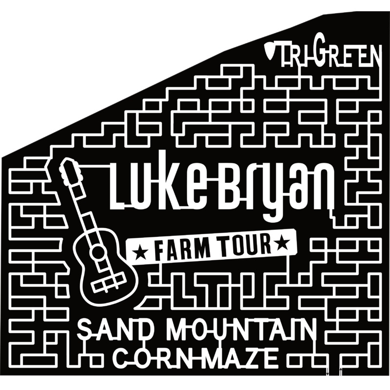 24_AL_Boaz Luke Bryan, Farm Tour, Guitar, Logo, Sand Mountain Corn Maze