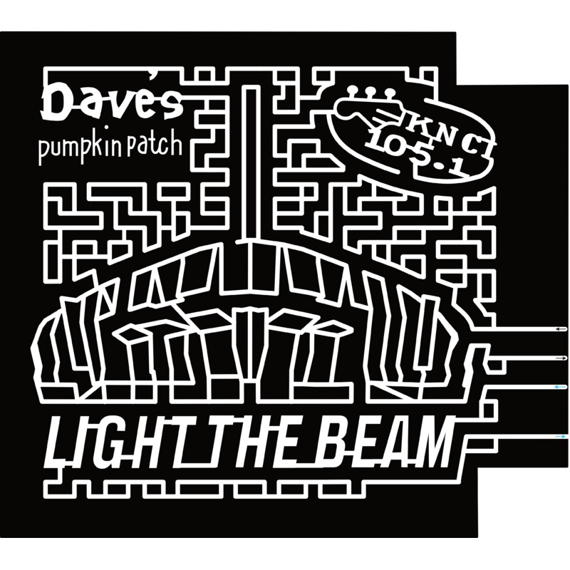 24_CA_West Sacramento Guitar, Radio, 105.1, Dave’s Pumpkin Patch, Light the Beam, Logo