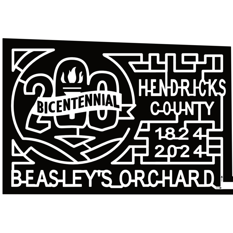 24_IN_Danville Hendricks COunty, Beasley’s Orchard, 1824, 2024, Bicentennial, 200, Torch, Logo