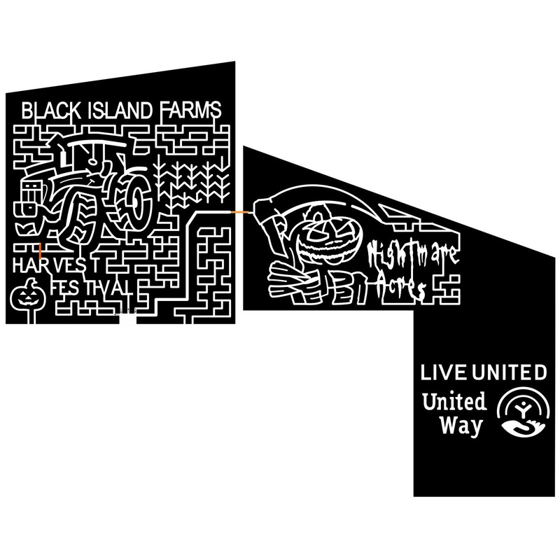 12_UT_Layton Tractor, Pumpkin, Corn, Scary, nightmare, 2012, Stalk, sickle, haunted, acres, united, sponsor, logo, way