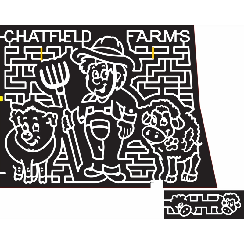 15_CO_Chatfield 2015, Colorado, Littleton, Chatfield Farms, Farm, Animals, Pig, Lamb, Pitch Fork, Farmer, Cartoon, Hat, Happy, Overalls