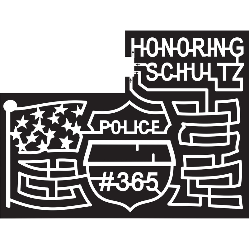 15_IN_Lowell, 2015, Indiana, Lowell, Honoring Schultz, American Flag, Stars and Stripes, Flag Pole, Police, Badge, Patriot, Patriotism, Sacrifice, 365, Honor, star, stars