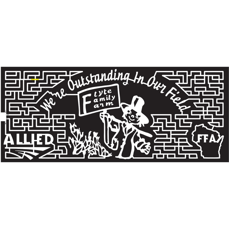 15_WI_Coloma, 2015, Wisconsin, Coloma, Allied, Logo, State, FFA, Corn, pahts, We’re Oustanding in Our Field, Flyte Family Farm, Sign, Scarecrow, FFA, State outline,