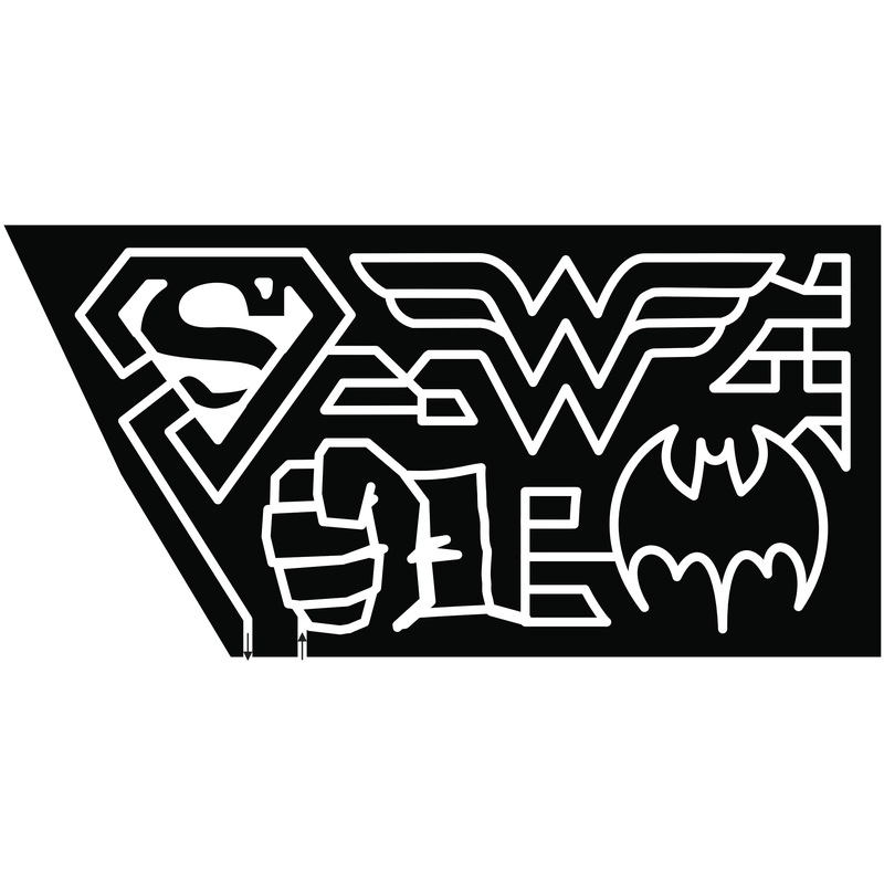 18 NC Mount Ulla superman wonder woman batman logo fist hulk hero heroes
