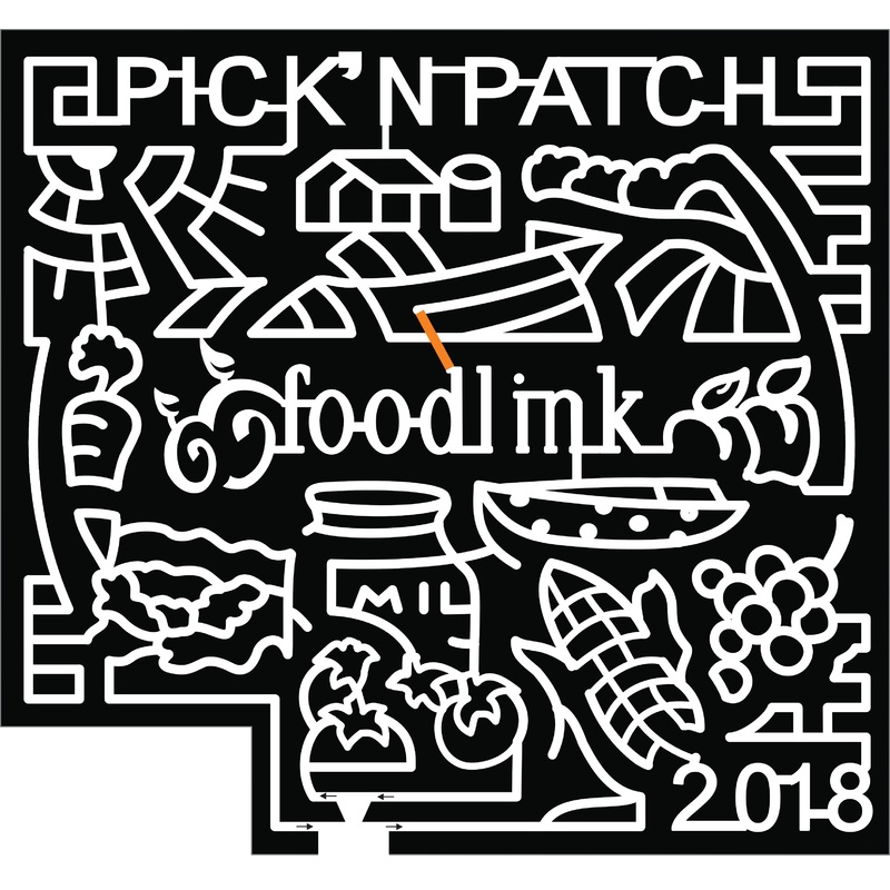18_NY_Stanley Pick’ n patch food link sun barn clouds carrot fruit vegetables grapes tomato corn watermelon peaches milk jug field