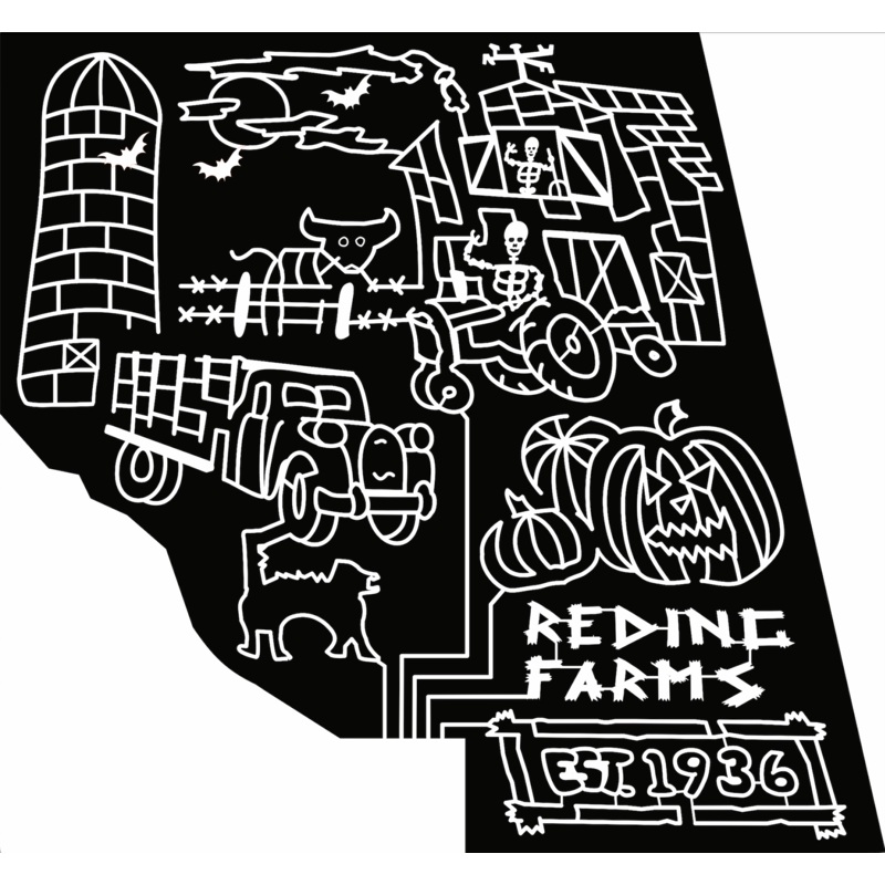 18_OK_Chickasha silo barn moon bats clouds cow fence tractor skeleton cat truck pumpkin reding farms est. 1936