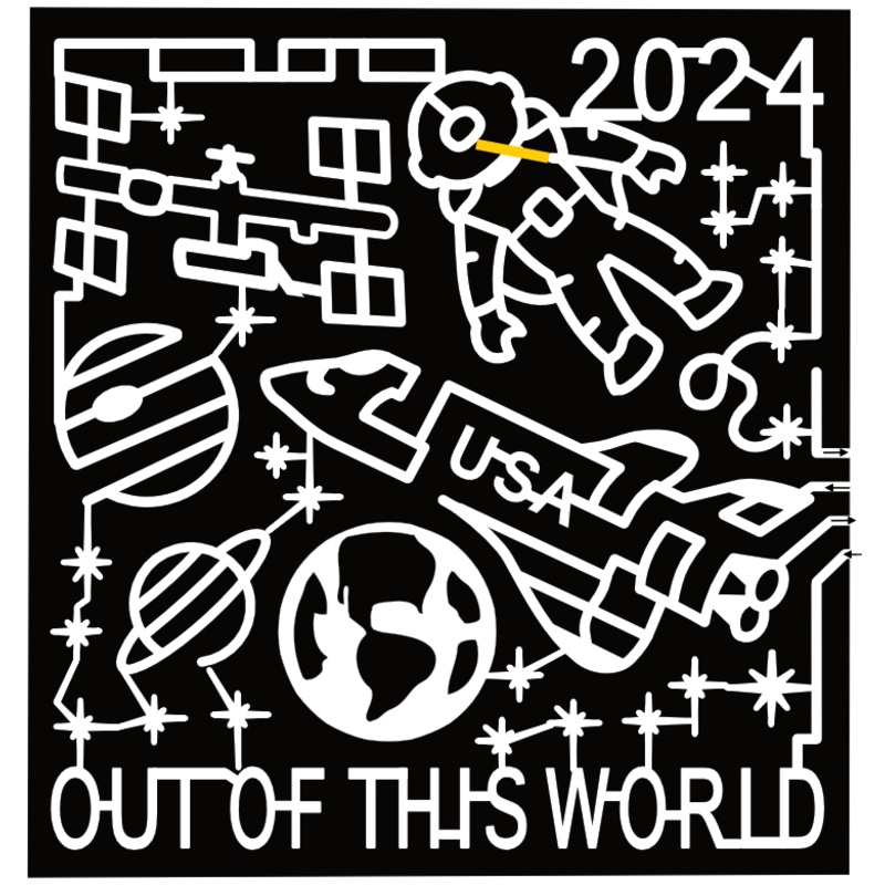 24_NY_Bainbridge Out Of This World, USA, 2024, Earth, Rocket, Planet, Space, Astronaut, Star