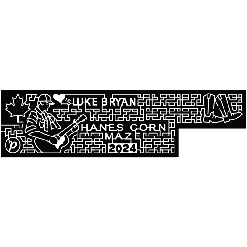 24_ONT_Dundas Luke Bryan, Hanes Corn Maze 2024, Guitar, Boots, Face, Heart, Maple Leaf