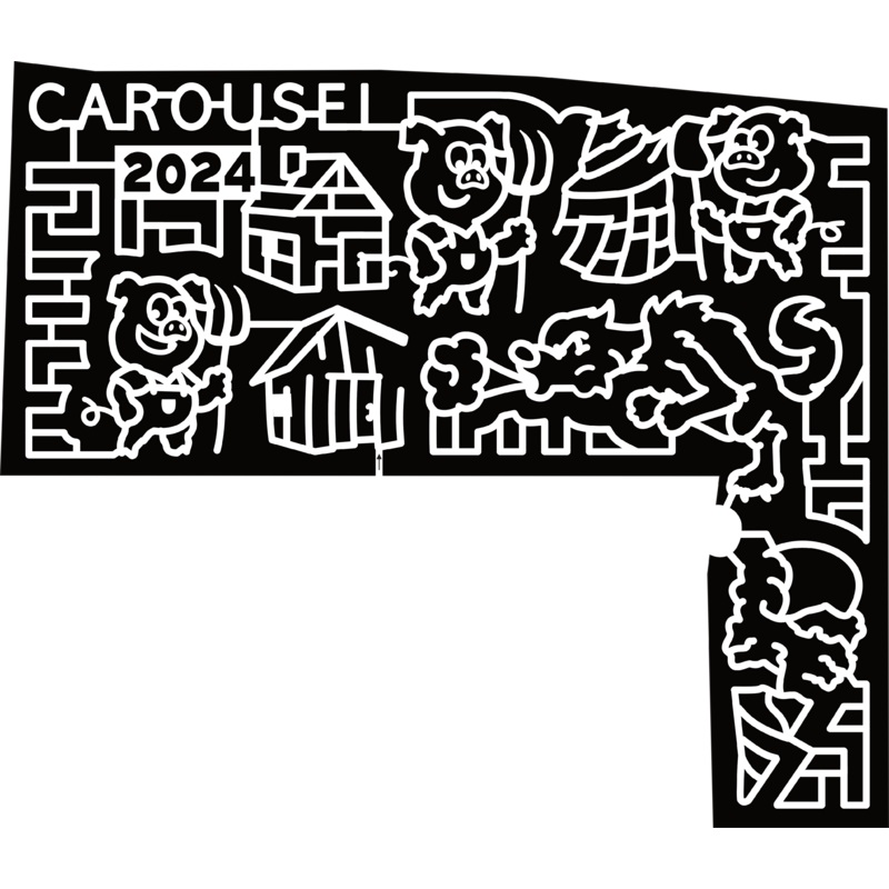 24_PA_Honesdale, Carousel 2024, Pig, Farmer, Wolf, 3 Little Pig