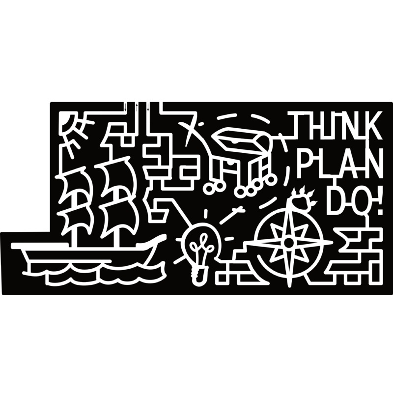 24_WI_Caledonia, Think Plan Do!, Ship, Ocean, Sun, Treasure Chest, Compass, Light Bulb, Idea