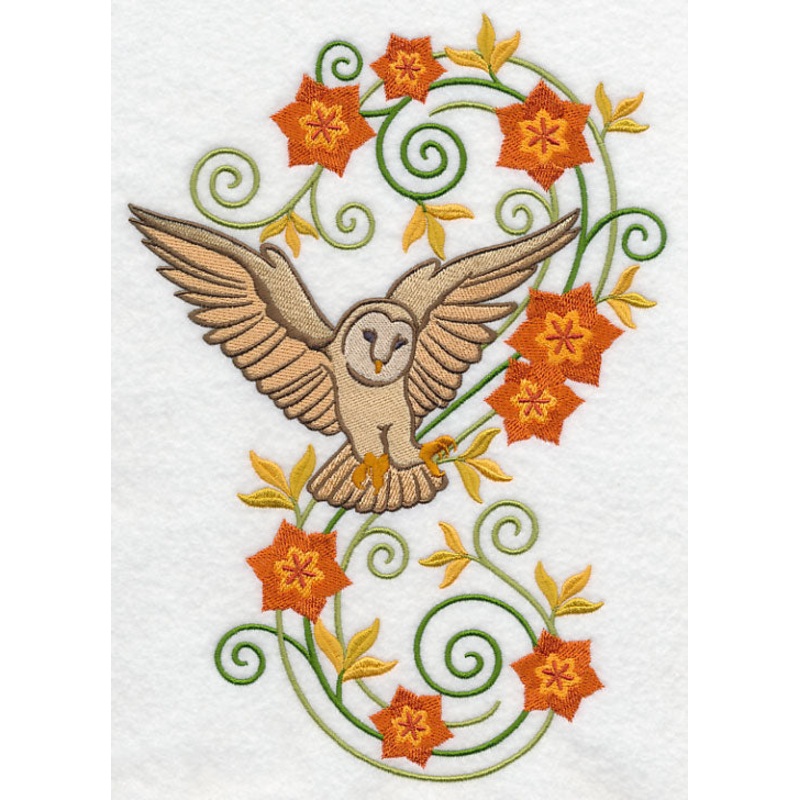 Barn Owl with Flower Flourish|9.8″ x 6.89″ / 248.8mm x 175.05mm|7.83″ x 5.51″ / 198.84mm x 139.92mm|6.89″ x 4.85″ / 175.01mm x 123.27mm|All Sizes