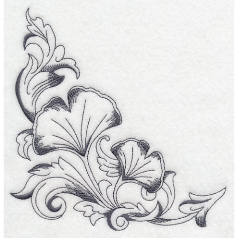 Baroque Ginkgo Corner|5.88″ x 5.86″ / 149.35mm x 148.84mm|4.85″ x 4.83″ / 123.19mm x 122.68mm|3.85″ x 3.84″ / 97.79mm x 97.54mm|All Sizes