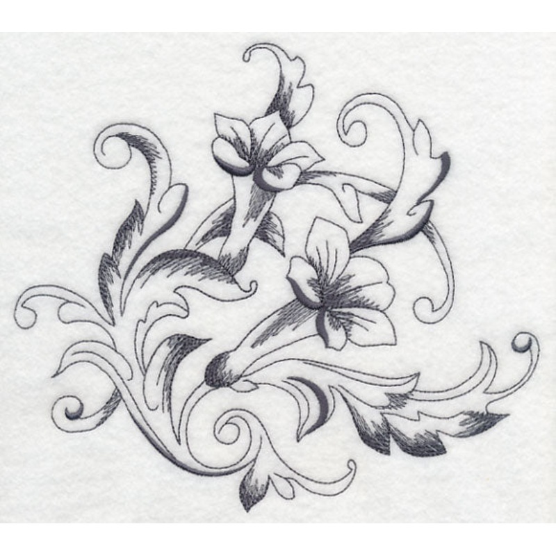 Baroque Trumpet Vine Flourish|6.88″ x 7.73″ / 174.73mm x 196.31mm|5.86″ x 6.58″ / 148.82mm x 167.2mm|4.85″ x 5.45″ / 123.15mm x 138.39mm|All Sizes