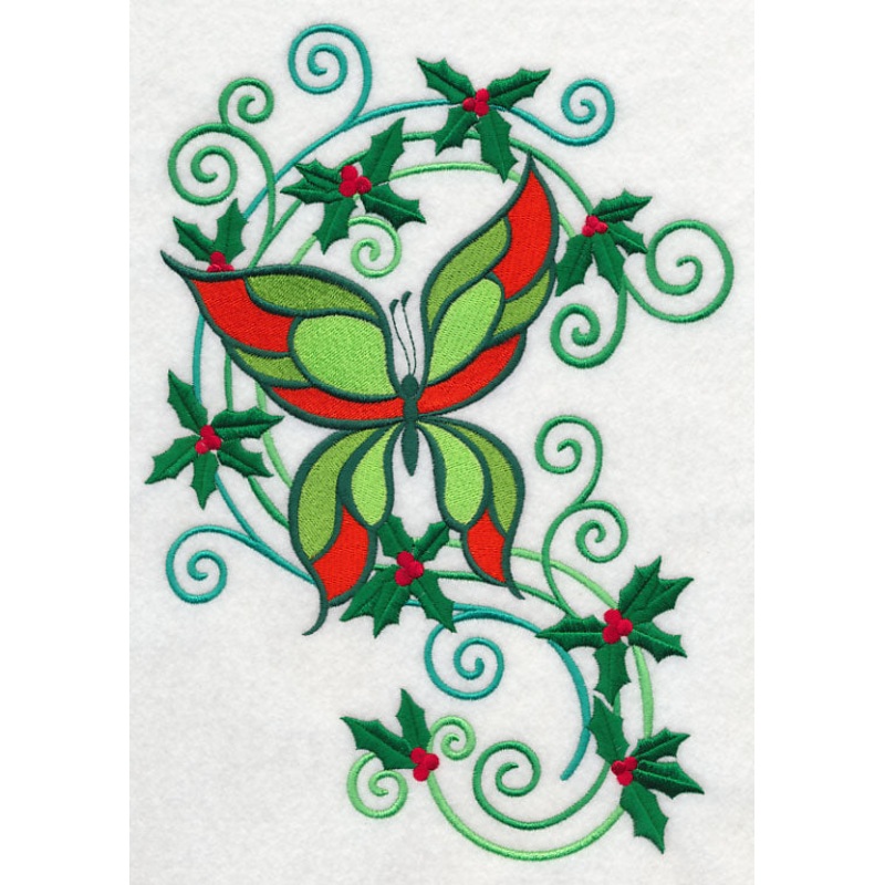 Butterfly with Holly Flourish|9.41″ x 6.67″ / 239.1mm x 169.38mm|7.81″ x 5.54″ / 198.45mm x 140.61mm|6.86″ x 4.86″ / 174.31mm x 123.52mm|All Sizes