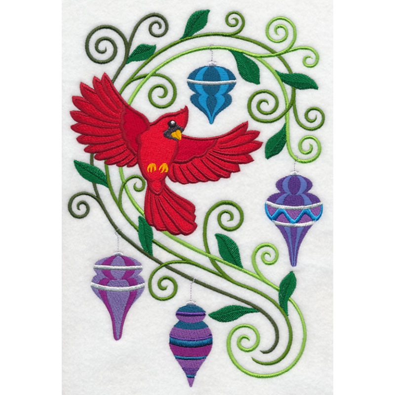 Cardinal with Christmas Flourish