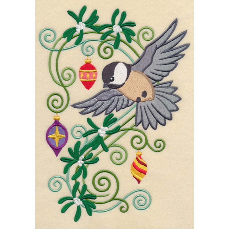 Chickadee with Christmas Flourish