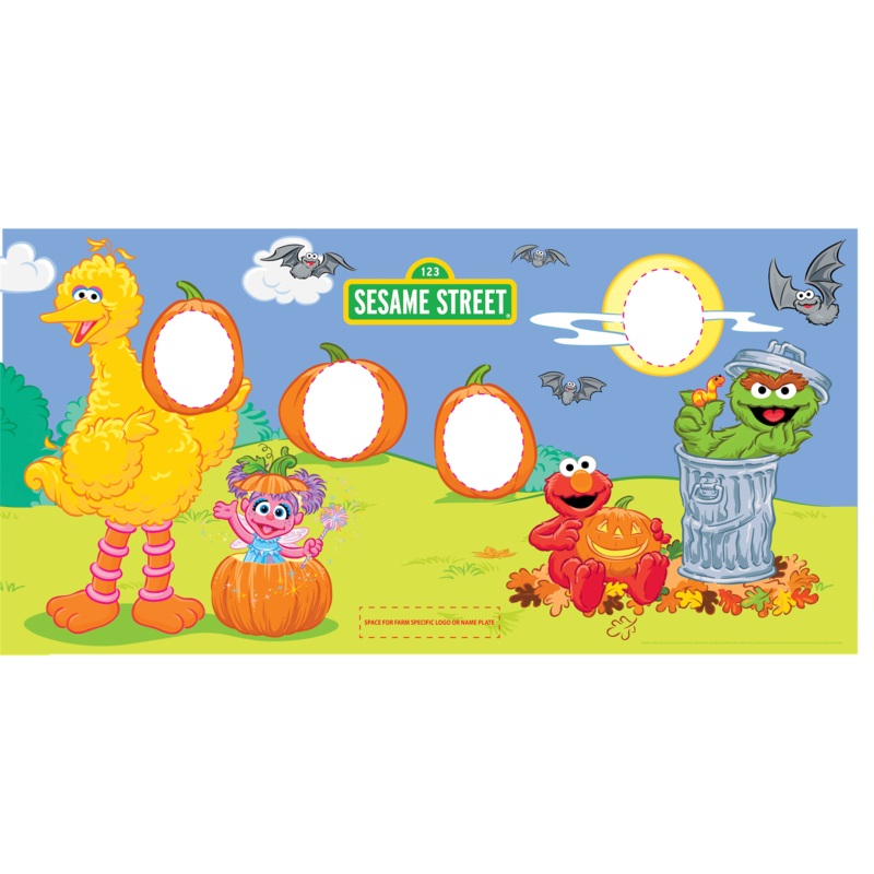 Sesame Street Photo Opp Sign|Version A: Big Bird + Oscar the Grouch + Elmo + Abby|Version B: Cookie Monster + Elmo|Version C: Big Bird + Oscar the Grouch