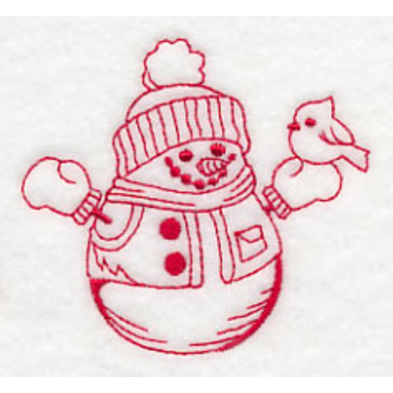 Best-Dressed Snowman 1 (Redwork)