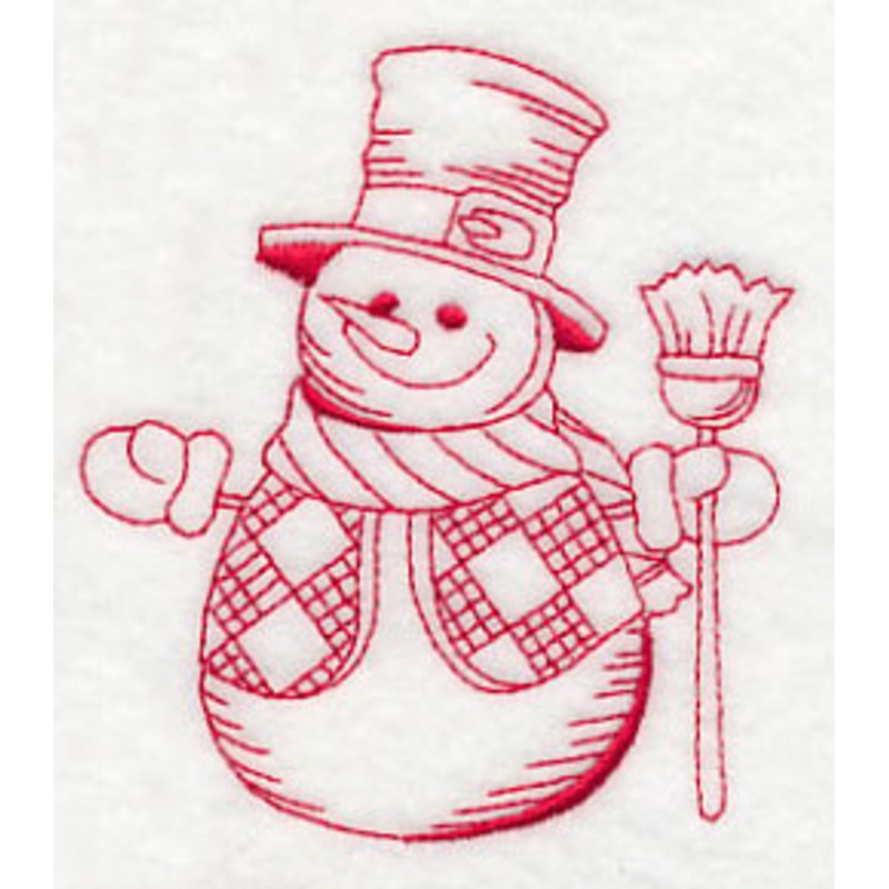 Best-Dressed Snowman 3 (Redwork)