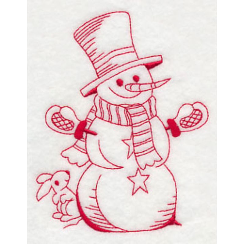 Best-Dressed Snowman 4 (Redwork)