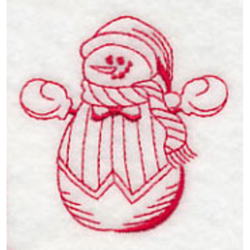 Best-Dressed Snowman 5 (Redwork)