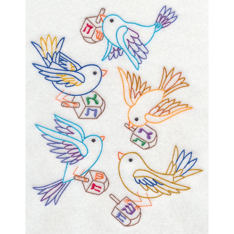 Dreidels in Flight Collage (Vintage)